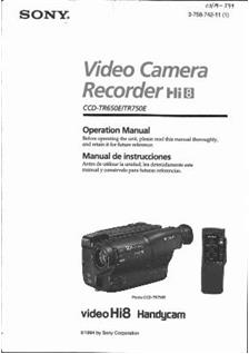 Sony CCD TR 650 E manual. Camera Instructions.